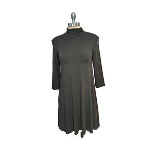 Amour Vert Fiona Anthracite 3/4 Sleeve Turtleneck A-Line Dress Small NWT
